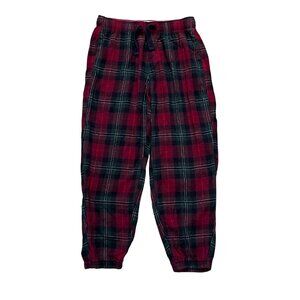 Abercrombie & Fitch Plaid Sleep Pants Red Black Elastic Waist Drawstring Med
